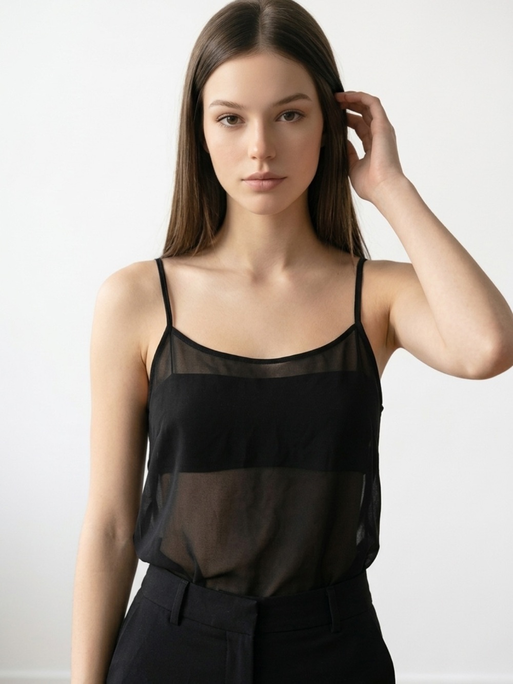 Habitual Black Sheer Spaghetti Strap Cami